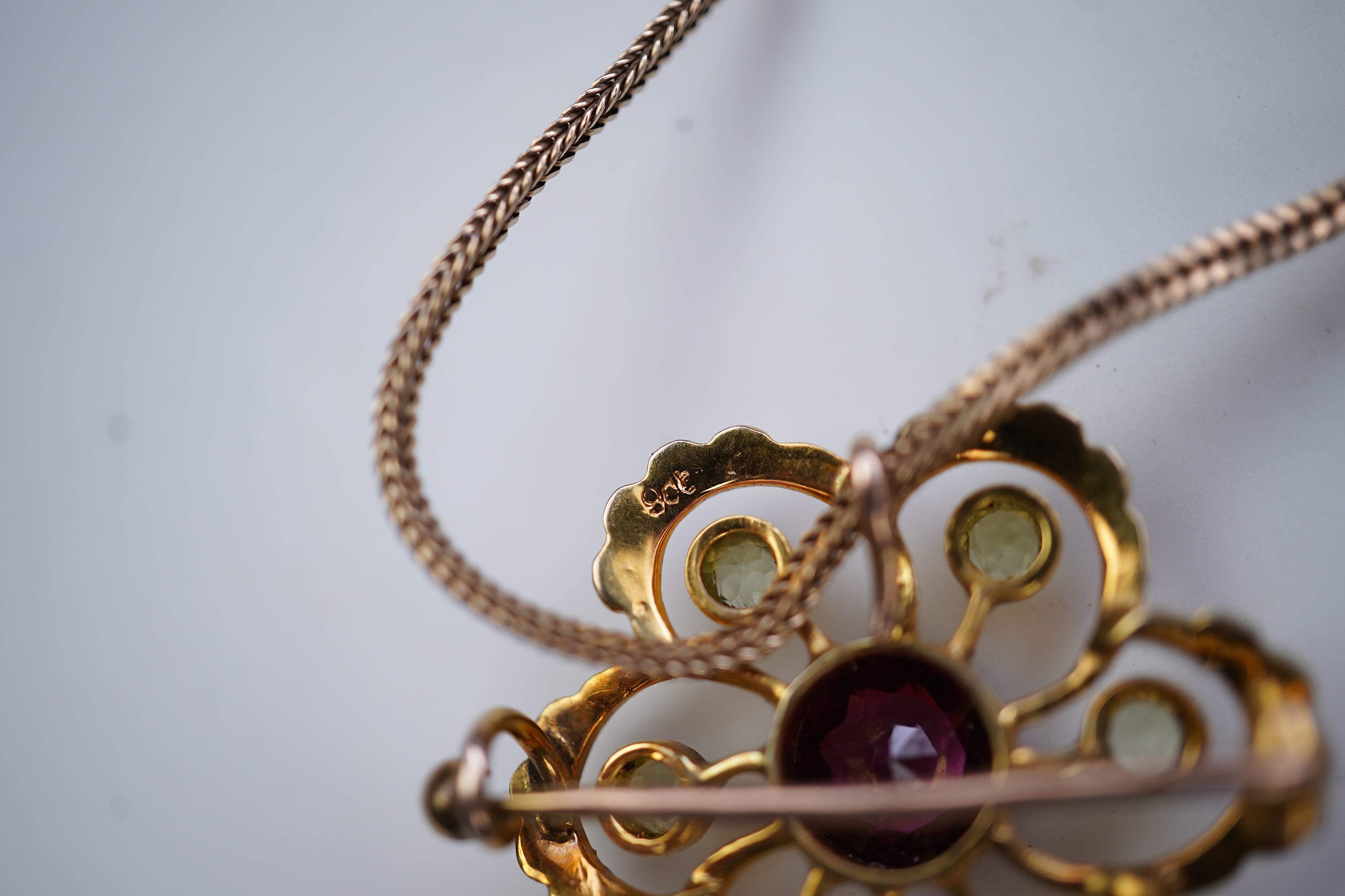 Three Edwardian gem-set pendants, early 20th century